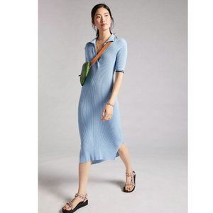 Anthropologie Saturday Sunday Polo Shirt Dress Womens Small Blue Ribbed Knit S